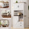 Pantry Cabinet with 2 Drawers and Open Shelves, Tall Freestanding Kitchen Pantry Cabinet with Microwave Shelf, Kitchen Hutch - 3 of 4