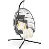 Patio Swing Chair with Stand and Rattan Wicker, 350 lbs Capacity Outdoor and Indoor Hammock Chair with Waterproof Cushion for Living room,Patio - 2 of 4