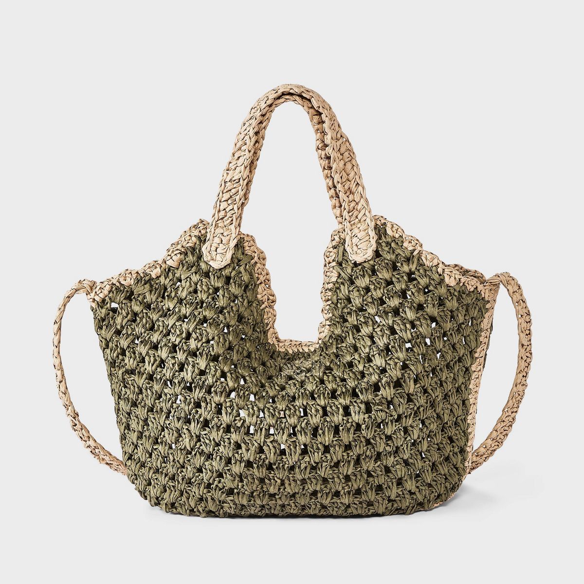 Straw Scallop Edge Crossbody Bag - A New Day™