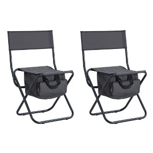 Camping Chairs Set Of 2, Folding Chairs Directors Chairs 280lbs Weight Capacity For Beaches, Backyards, Barbecues, Parties, Terraces - 1 of 4