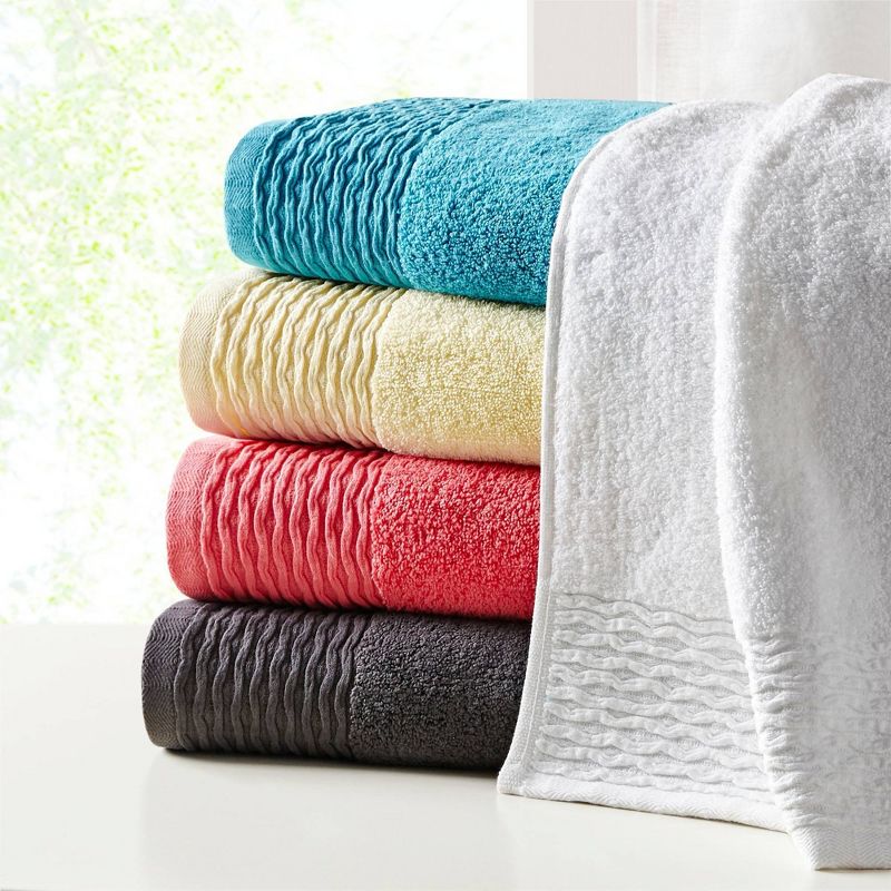 6pc Curv Jacquard Wavy Cotton Towel Set, 5 of 8