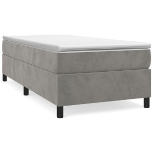 vidaXL Bed Frame Platform Bed Mattress Foundation Bedroom Furniture Velvet - Twin Light Gray 13.8" - 1 of 4