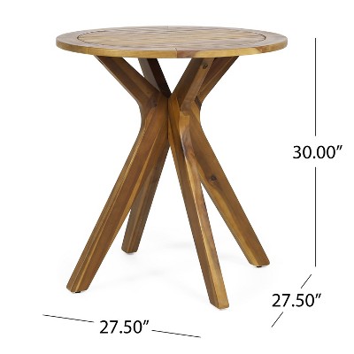 Teak Round Acacia Wood Outdoor Bistro Table with X Legs