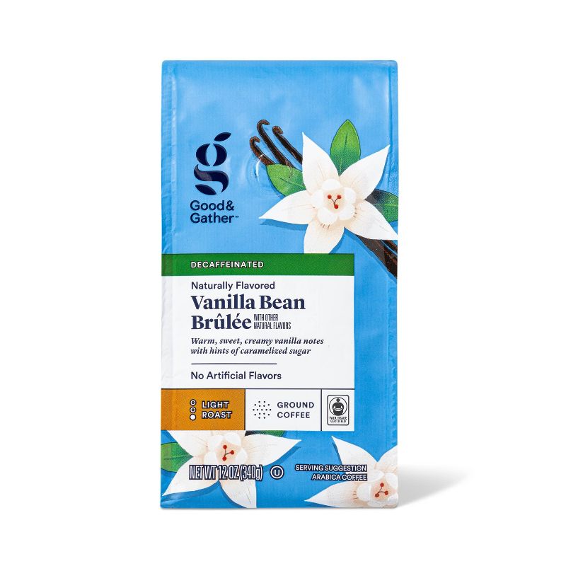 Naturally Flavored Vanilla Bean Brulee Light Roast Ground Coffee - Decaf - 12oz - Good &#38; Gather&#8482;, 1 of 6