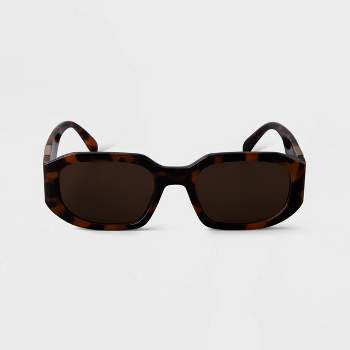 Women's Tortoise Shell Print Angular Rectangle Sunglasses - A New Day™ Brown