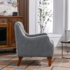 Mid-Century Modern Accent Chair with Nailhead Trim, Comfy Reading Chair Button Tufted Upholstered Armchair with Solid Wood Legs - ModernLuxe - 4 of 4