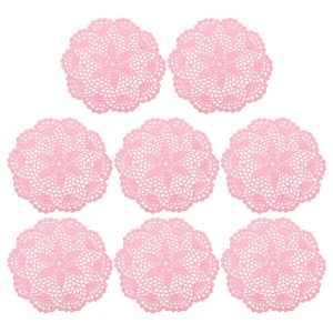 Unique Bargains Handmade Crochet Round Lace Placemats with Floral Patterns for Wedding Party - 1 of 4