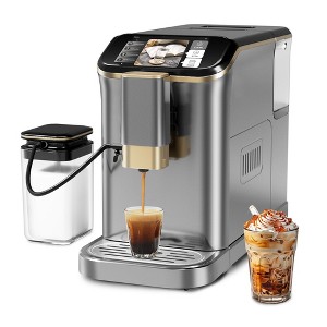 Automatic Espresso Machine & Milk Frother with Stainless Steel Conical Burr Grinder - 1 of 4