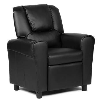 Costway Kids Recliner Armchair Children's Furniture Sofa Seat Couch Chair w/Cup Holder Black
