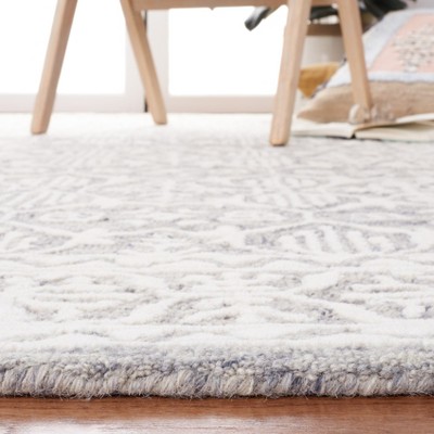Elegant Gray Square Hand-Tufted Wool Area Rug