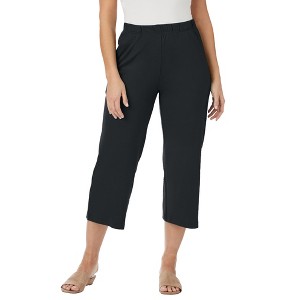 Jessica London Women's Plus Size Soft Ease Wide Crop - 1 of 4