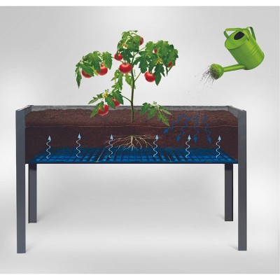 Gray Spruce and Steel Elevated Outdoor Planter Box