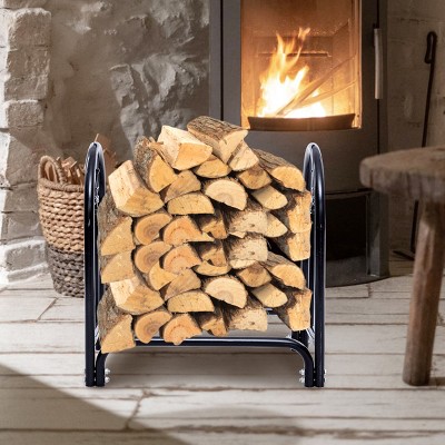 Black Heavy Duty Steel Outdoor Firewood Log Rack Holder