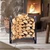 Tangkula 2 Feet Heavy Duty Steel Firewood Log Rack Outdoor Wood Storage Holder Black - 2 of 4