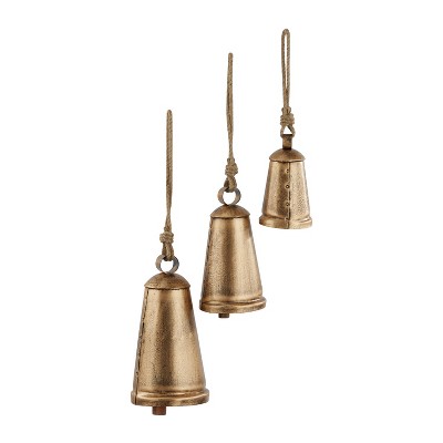 Brass Decorative Bell with Rope Detailing Gold - Olivia & May