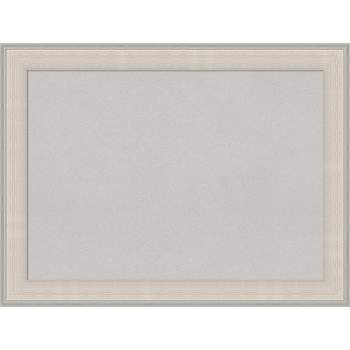 32"x24" Cottage Wood Frame Gray Cork Board White/Silver - Amanti Art