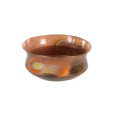 Set of 4 Rustic Copper Low Bowl Metal Planters