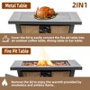 BAOURE 28" Brown Square Propane Fire Pit Table, 50,000 BTU Outdoor Steel & Textilene Fire Table with Convertible Lid and Protective Rain Cover - 3 of 4