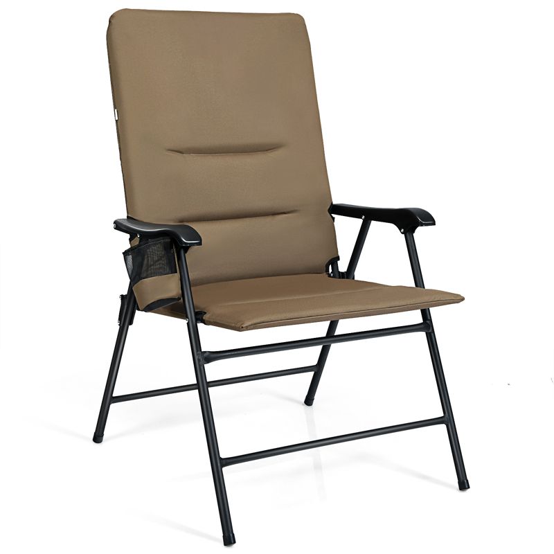 Tangkula Outdoor Folding Chair Collapsible Enlarged Chair with Cup Holder Grey/Brown, 1 of 7