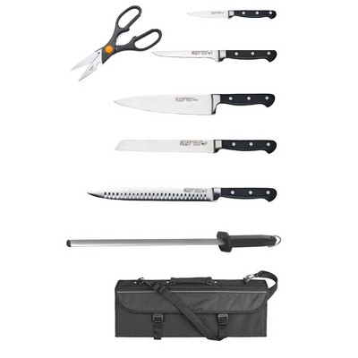 11 Piece Cutlery knife set in Chef Bag, Black ABS