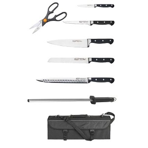 Winco KFP-KITA, 7-Piece Cutlery Set, Knife Kit with Sharpening Steel & Compartment Knife Bag - 1 of 3