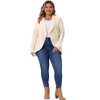 Women's Plus Size Texture Lapel Irregular Hem Long Sleeve Soft Knit Business Causal Open Front Cardigan - Agnes Orinda - 3 of 4