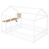 Full/Twin Size Platform Bed, Metal House-Shaped Toddler Bed Frame with Built-in Desk, Storage Shelves & USB Charging Station -ModernLuxe - 4 of 4
