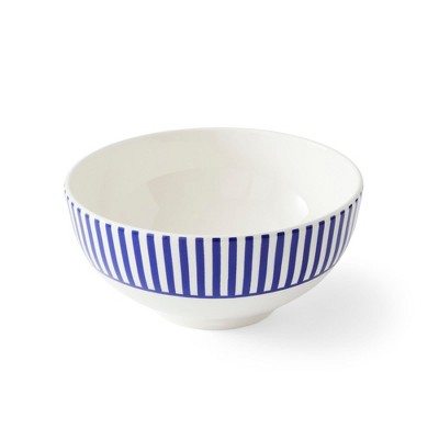 Spode Blue Italian Steccato 6.5-Inch Rimless Bowl - Decorative Earthenware Dinnerware with Scenic Border Design - Elegant Blue & White Tableware