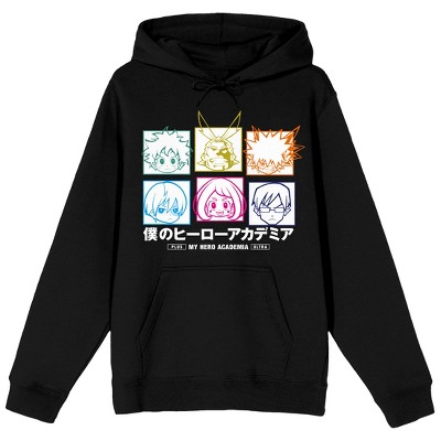 My Hero Academia Icon Characters Long Sleeve Men s Black Hooded Sweatshirt xs Target