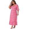 Agnes Orinda Women's Plus Size Boho Floral Bell Sleeve Ruffled Hem Deep V Neck A Line Maxi Dresses - 3 of 4