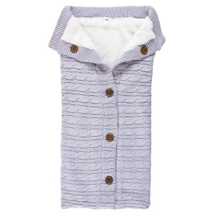 Hudson Baby Infant Girl Faux Shearling Knitted Baby Lounge Stroller Wrap Sack, Lilac, One Size - 1 of 3