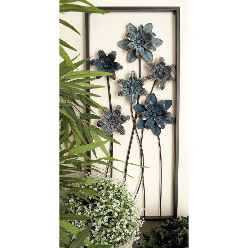 Metal Floral Wall Decor with Black Frame Set of 2 Gray - Olivia &#38; May, 3 of 19