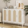 Jojoka Rattan Buffet Cabinet w/ 4 Doors, Adjustable Shelves & Built-in Charging Station-Boho Sideboard for Kitchen, Living Room, Dining Room, Entryway - 2 of 4