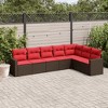 vidaXL 7 Piece Patio Sofa Set with Cushions Brown and Red Poly Rattan - Without Table - 2 of 4