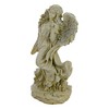 Northlight 18" Weathered Angel with Bird and Bouquet Outdoor Patio Garden Statue - Almond Brown - 3 of 4