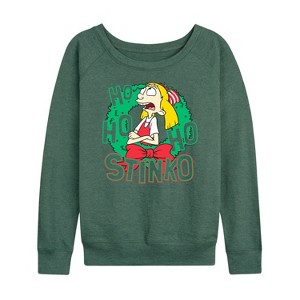 Women's - Hey Arnold! - Ho Ho Ho Stinko Lightweight French Terry Wide Neck Long Sleeve Shirt - 1 of 4