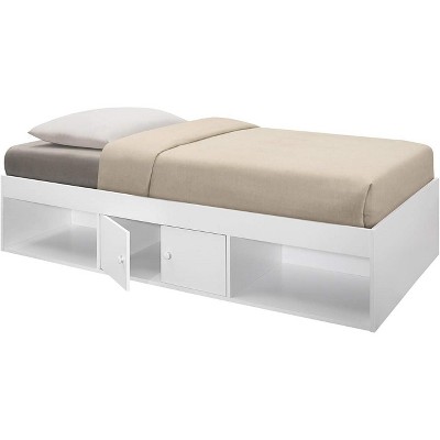 Kings Brand - Twin Size Wood Platform Bed with Storage, White