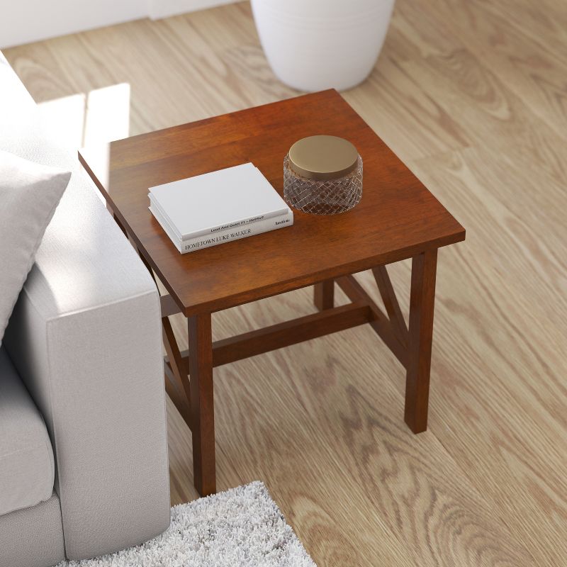 Merrick Lane Rustic End Table, Farmhouse Style Solid Wood Accent Table, 3 of 11