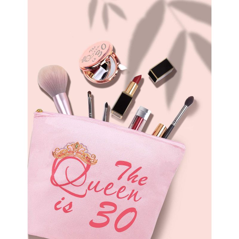 DoraDreamDeko 30th Birthday Gifts Makeup Bag And Mirror, Pink, 3 of 6