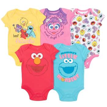 Sesame Street Baby 5 Pack Bodysuits Newborn to Infant