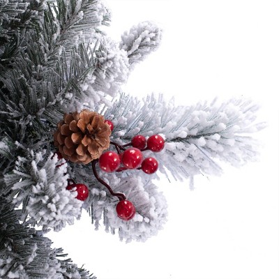 4ft Pre-Lit Frosted Ashcroft Fir Potted Christmas Tree with Red Berries