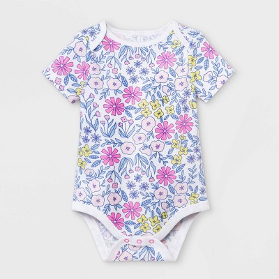 Baby Girls' Floral Short Sleeve Bodysuit - Cat & Jack™ Pink 3-6M