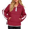 Imily Bela Womens Oversized Puffer Pullover Jacket Quilted Color Block Puffy Hooded Coat Fall Hoodies Outerwear with Pockets - 3 of 4
