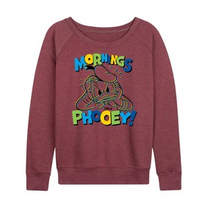 Women's - Disney - Morning Phooey Lightweight French Terry Wide Neck Long Sleeve Shirt - 1 of 4