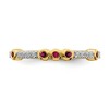 Black Bow Jewelry 2mm 14k Yellow Gold Created Ruby & .08 Ctw Diamond Stackable Band - 4 of 4