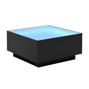 NicBex 27.56 Inch High Gloss Square Coffee Table with 16-Color LED,Center Table for Living Room,Bedroom - 1 of 4