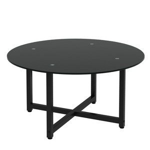 Vynxaria 35.5" Round Whole Black Coffee Table, Clear Coffee Table£¬Modern Side Center Tables for Living Room£¬ Living Room Furniture - 1 of 4