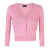 Women's Classic 3/4 Sleeve Open Front Cropped Cardigan Sweater Lightweight Knit Short Shrugs - 2 of 4