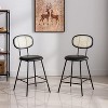 FONTOI Counter Stools Set of 4 with Rattan Backrest, Metal Bar Stools for Kitchen Island Home, Black, 17.9"*36.8"*19.1" - 2 of 4