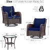 Outdoor Swivel Wicker Glider Patio Chairs with Table, 3 Pieces Outdoor Bistro Set with 4in Thick Cushions and Coffee Table for Porch, Balcony, Deck - 2 of 4